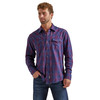 Men's Wrangler Retro Premium Long Sleeve Snap Plaid Shirt In Purple Disolve