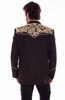 Scully Western Apparel Men's Floral Embroidered Blazer Black/Gold