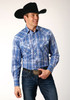 Men's Roper Blue/White/Navy Plaid Western Shirt