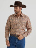 Wrangler Men's Checotah Long Sleeve Western Snap Printed Shirt in Fiesta Orange