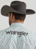  Men's Wrangler Logo Long Sleeve Western Snap Shirt in Aqua Print