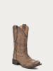 Corral Men's Rustic Brown and Barbed Wire Embroidery Square Toe Western Boots