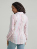 Women's Wrangler Retro Long Sleeve Southwestern Print Western Snap Pink Rayon Shirt 