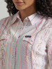 Women's Wrangler Retro Long Sleeve Southwestern Print Western Snap Pink Rayon Shirt 
