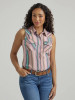 Women's Wrangler Retro Sleeveless Southwest Peach Print Snap Western Shirt