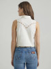 Wrangler Women's Embroidered Egret Western Snap Crop Tank