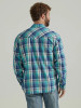 Men's Wrangler Retro Premium Long Sleeve Ocean Plaid Snap Western Shirt