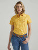 Wrangler Women's Essential Floral Yellow Short Sleeve Snap Western Shirt