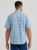 Wrangler Men's Wrinkle Resist Bass Blue Plaid Short Sleeve Snap Western Shirt