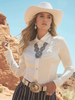 Women Wrangler x Lainey Wilson Star White Embroidered Western Snap Shirt