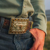 Montana Silversmiths Honour and Grit Buckle with Longhorn