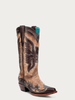 Corral Women's Chocolate Eagle Overlay Sand Snip Toe Western Boot