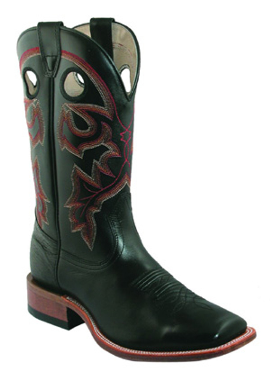 Men's Boulet Black Wide Square Toe Cowboy Boot - Herbert's Boots and ...