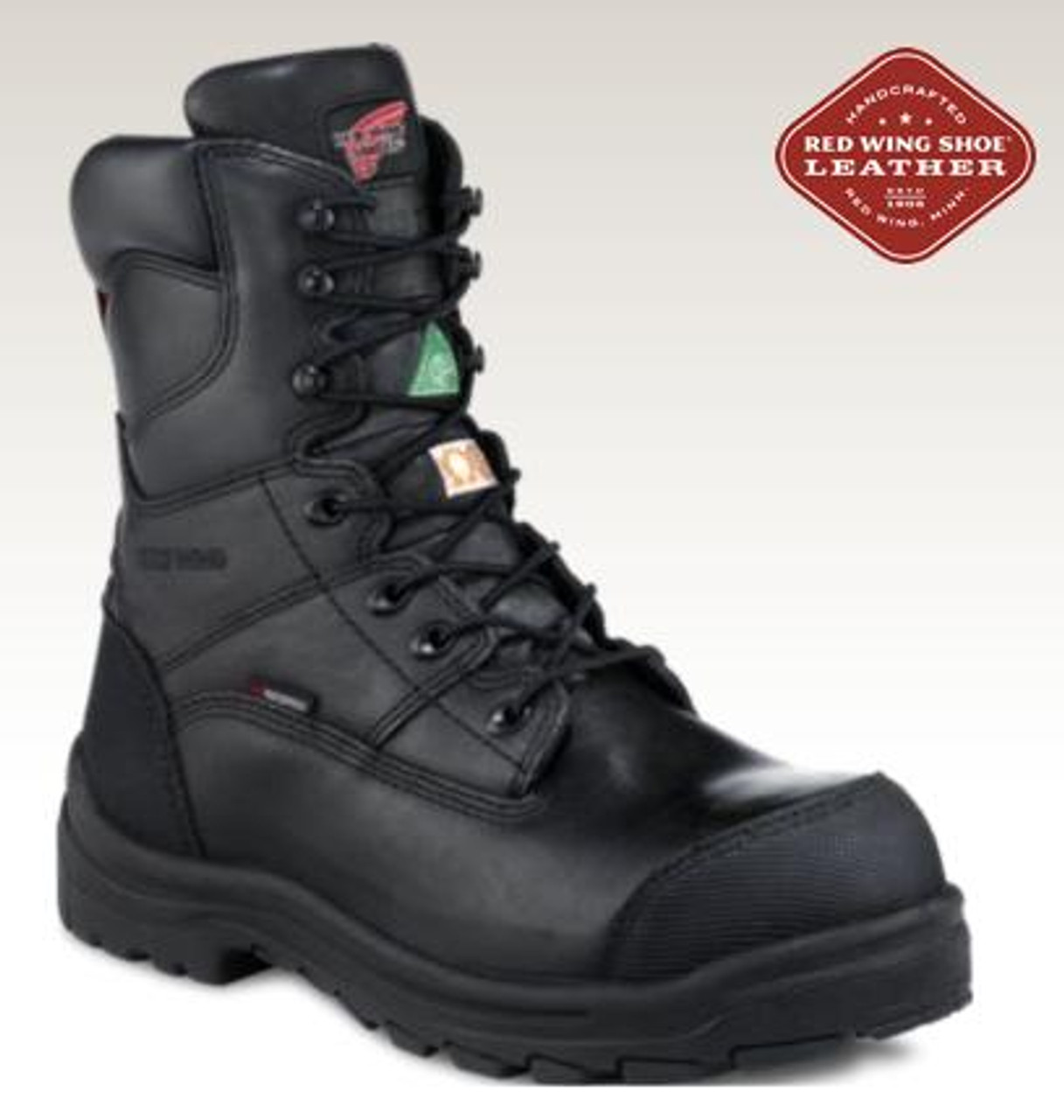black and red work boots