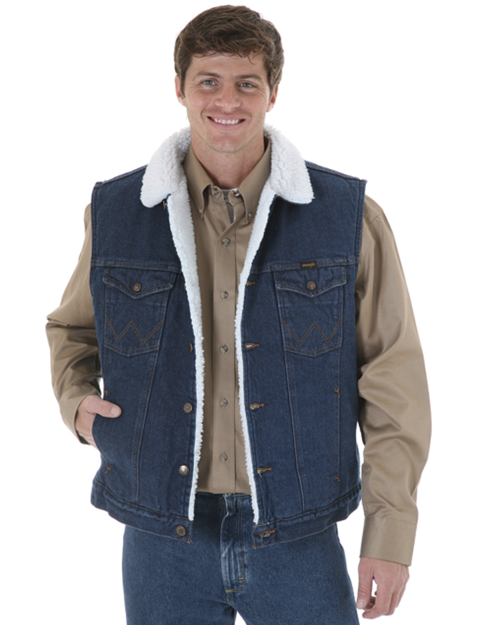 Iconic Leather Western Vest with Sherpa Collar