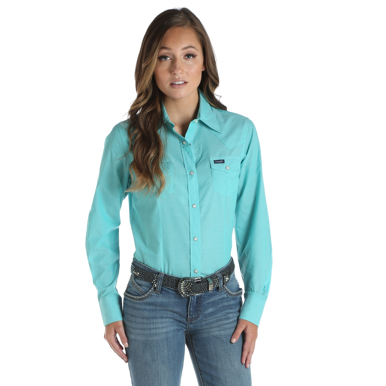Turquoise dress shirt women's clearance