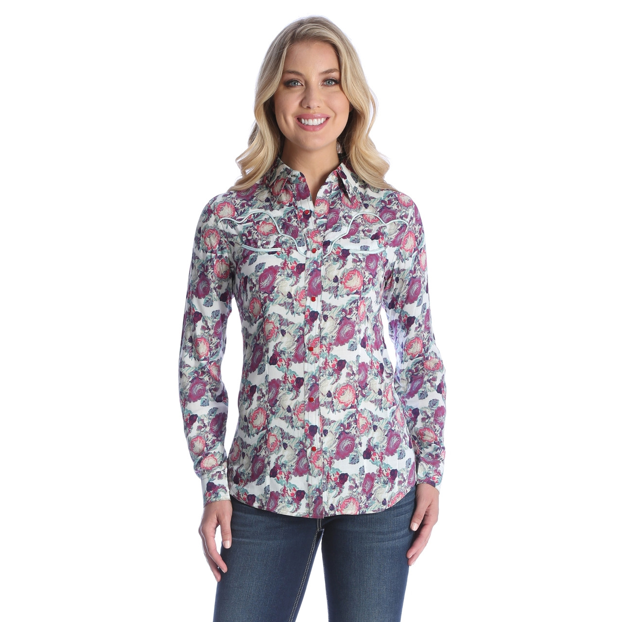 Wrangler Floral Rayon Western Shirt 
