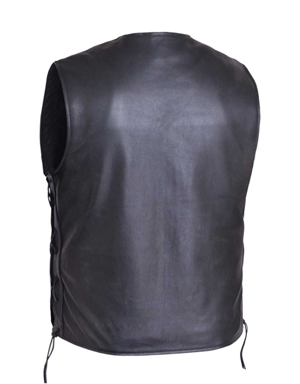 Men's Unik Leather Premium 10 Pocket Black Vest - Herbert's Boots and ...