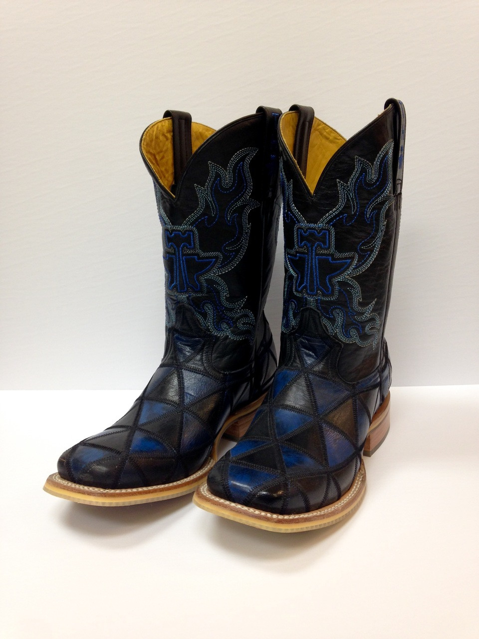 blue square toe boots