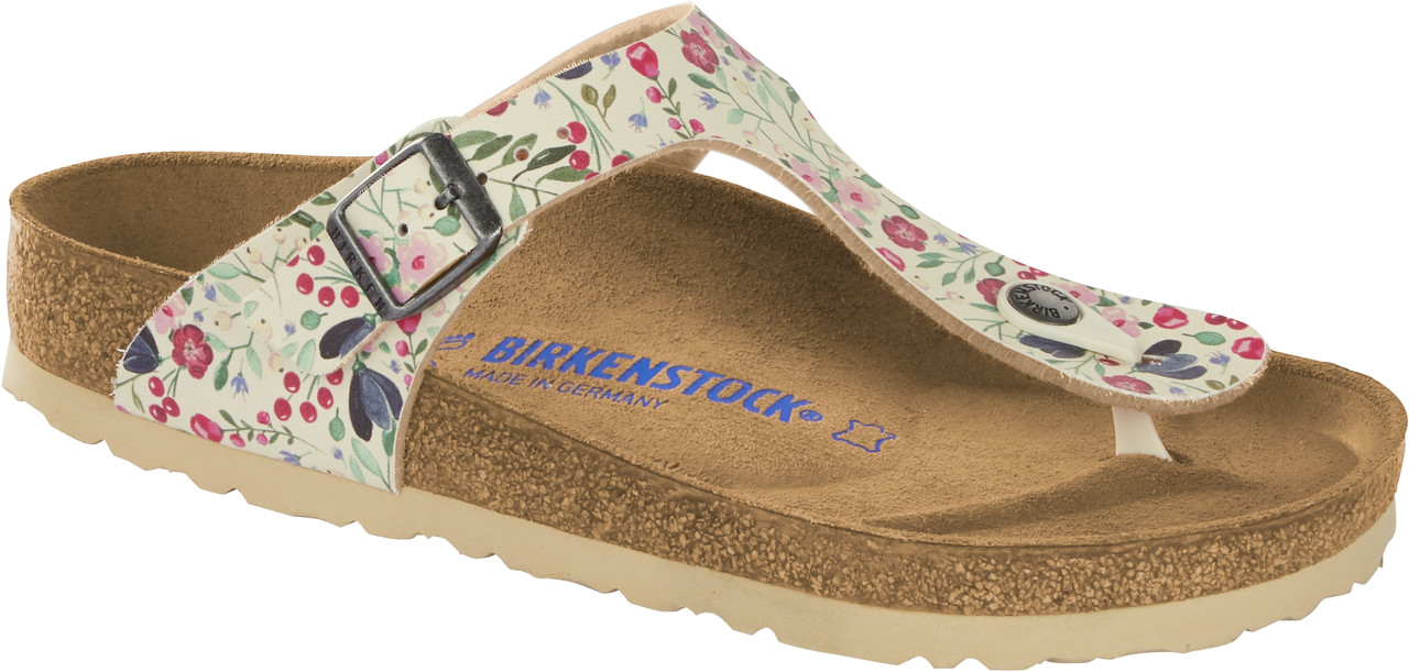 birkenstock gizeh meadow flowers khaki