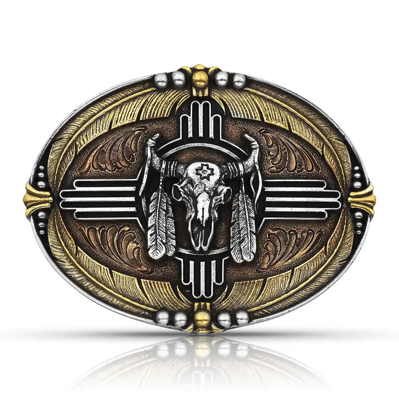 Montana Silversmiths Tri-Colour Southwestern Buffalo Attitude Buckle