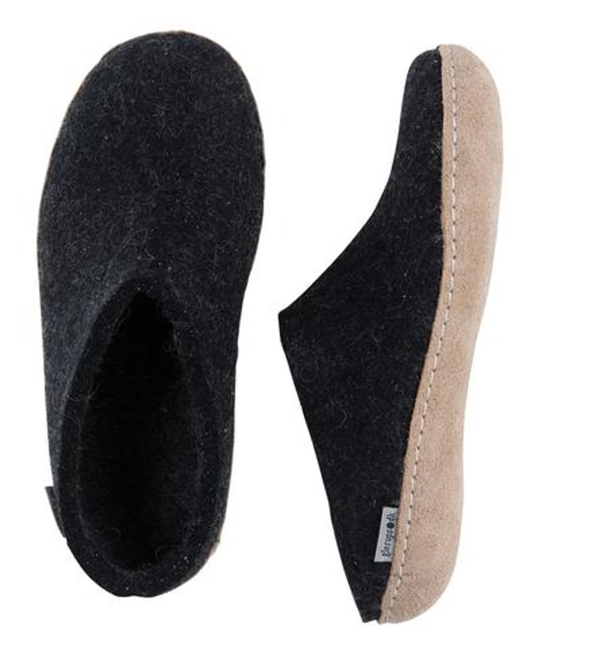 Glerups Charcoal Wool Leather Sole Slippers - Herbert's Boots and Western Wear