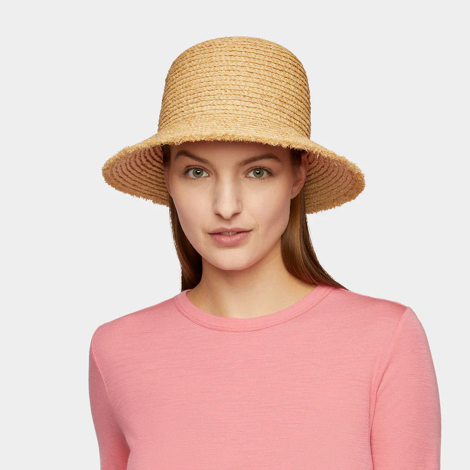 Girl Straw Beach Ruffle Edge Sun Hat with Tropical Print Bands in Bird