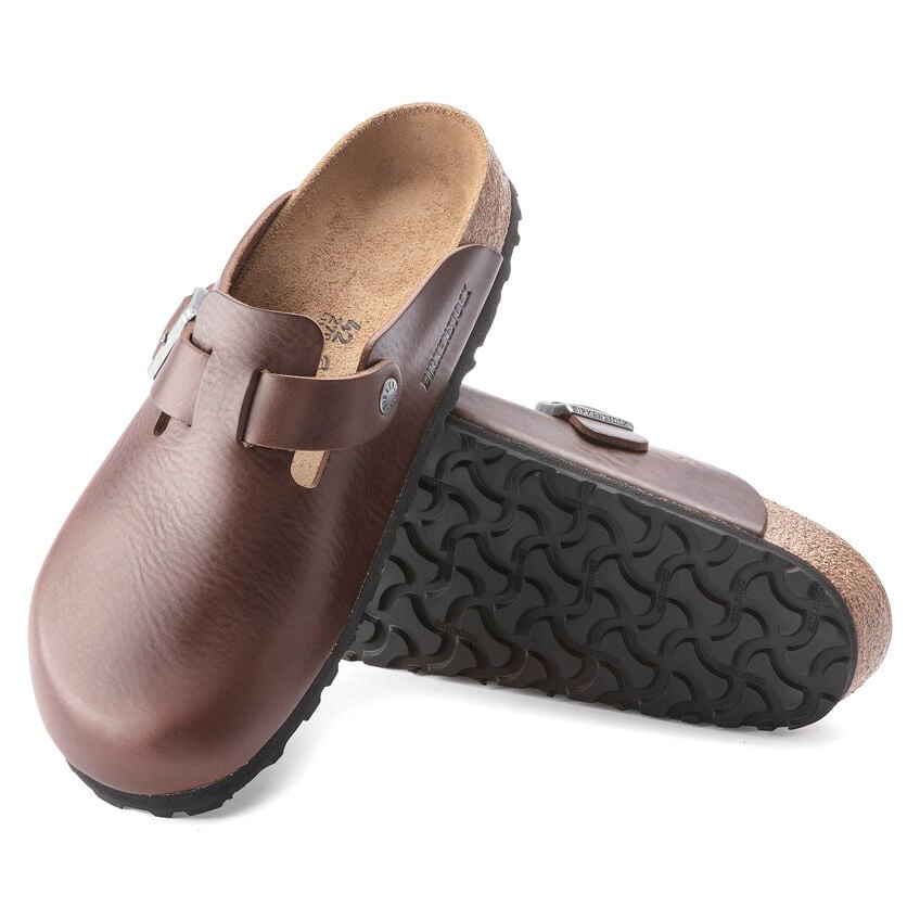 Birkenstock Boston Vintage Roast Leather with Rubber Grip Sole