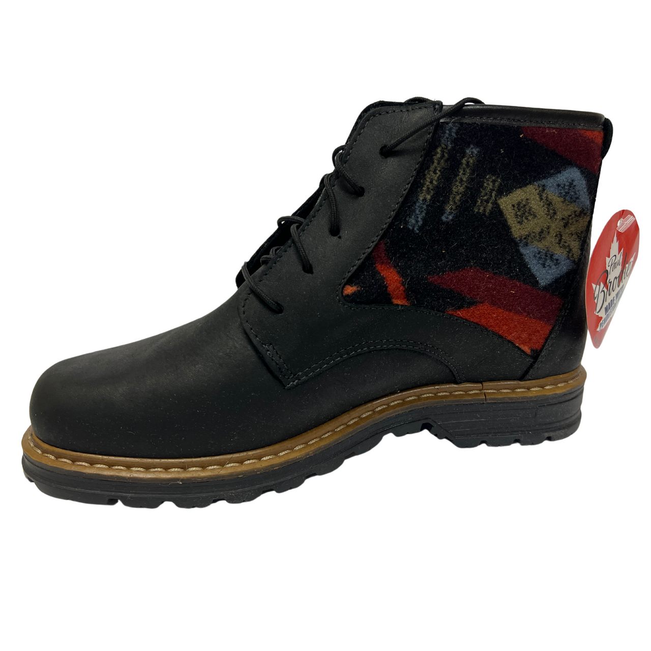 Paul Brodie Men's Black Lace up Winter Boot with Coyote Pendleton