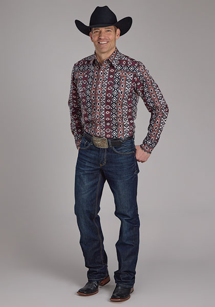 Men's Roper Winter Aztec Print Pearl Snap Western Shirt - Herbert's ...