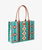Wrangler Tan Allover Aztec Dual Sided Print Canvas Wide Tote
