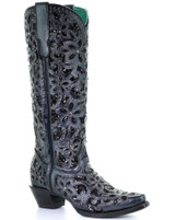 Corral Women's Floral Inlay Snip Toe Western Boots