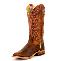 Anderson Bean Men's Bison Wide Square Toe with Rust Lava Shaft Hybrid Sole Western Boot