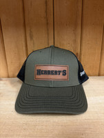 Herbert's Leather Patch Trucker Cap Green & Black