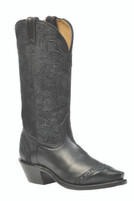 Women's Boulet Black Paisley Pattern Snip Toe Western Boot