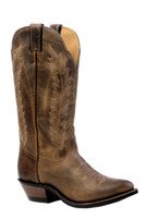 Women's Boulet Brown Medium Toe Western Boot with Rubber Sole