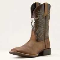Ariat Men’s Sport Steer Skull Wide Square Toe Western Boot