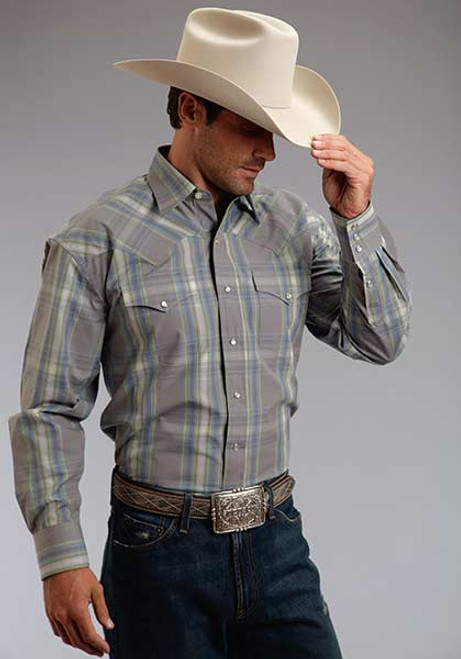 Men's Stetson Mineral Plaid Longsleeve Shirt
