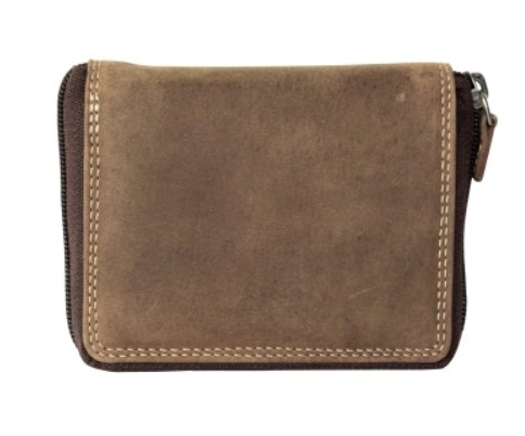 Adrian Klis Zip Bifold Wallet Brown Bison Leather - Herbert's
