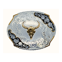 Montana Silversmiths Antique Leaves Buckle With Buffalo Skull