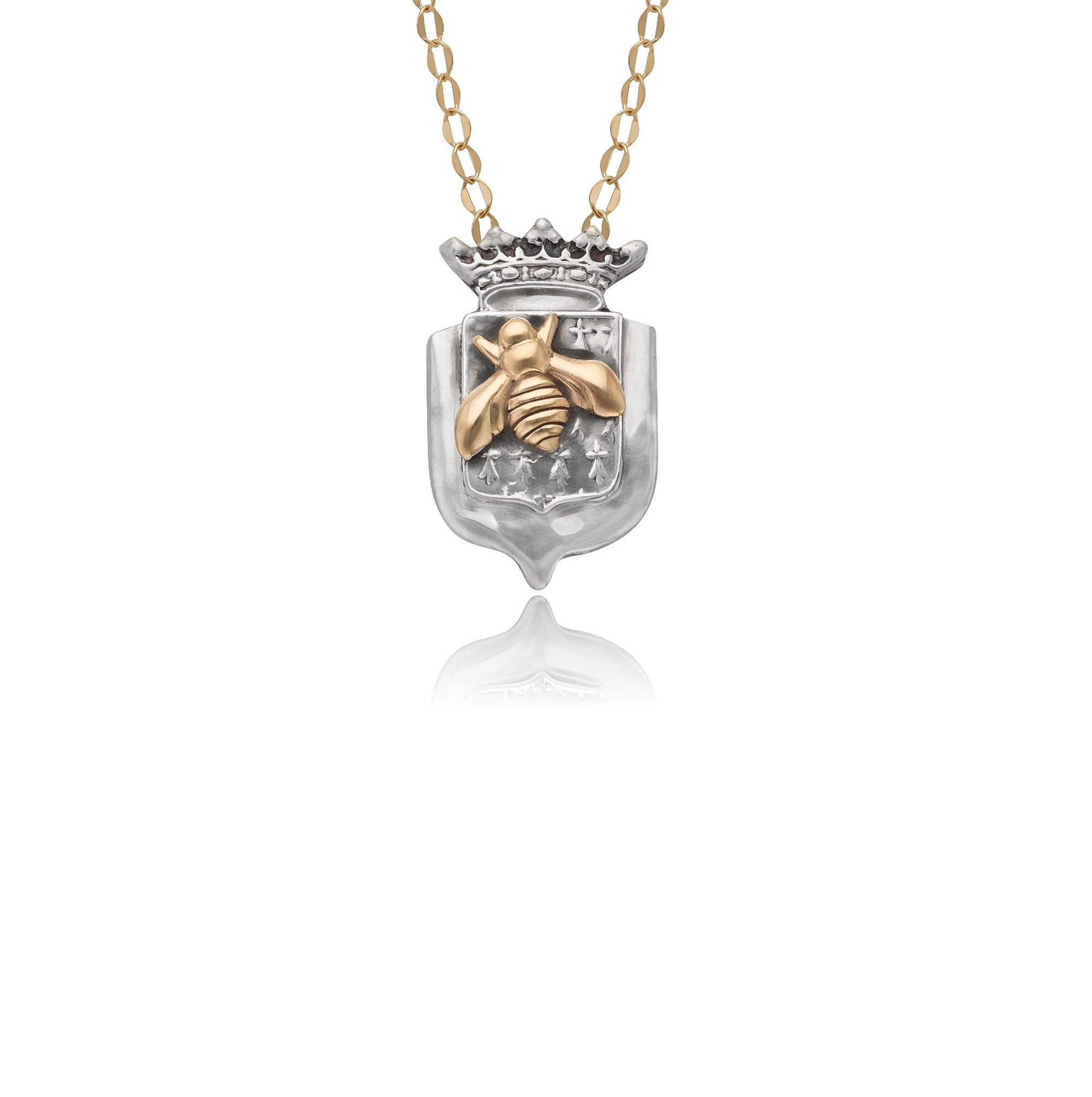 CZ Queen Bumble Bee Necklace Sterling Silver - Eleganzia Jewelry