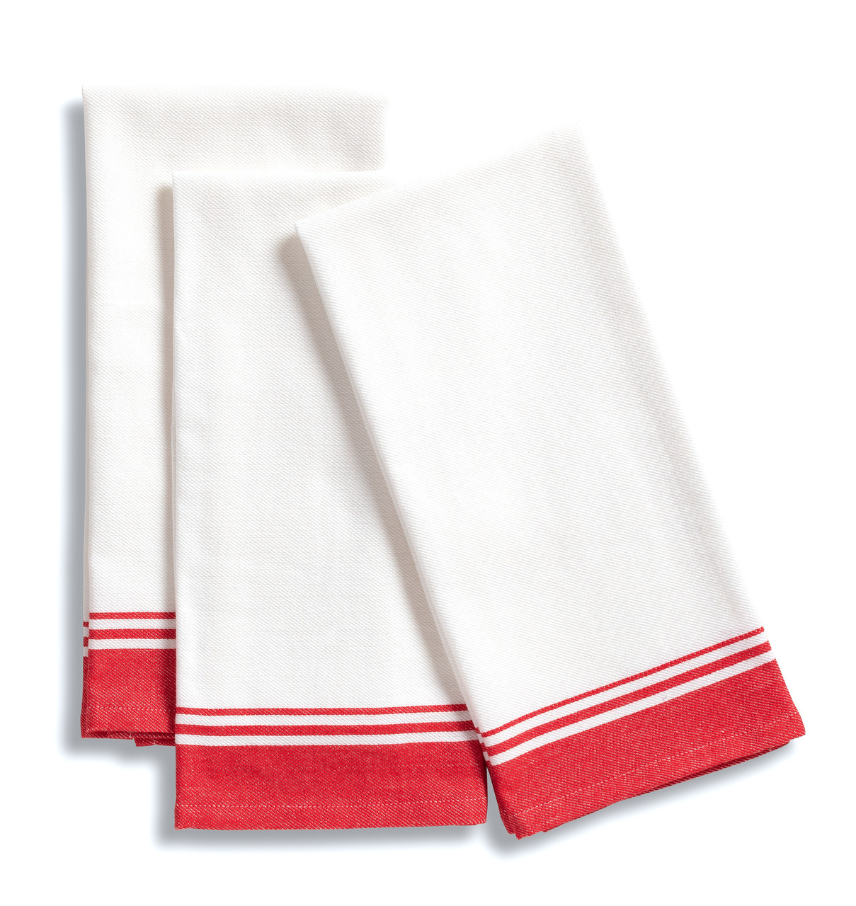 Large Kitchen Towels - Drill Weave Urban Red, Set of 3