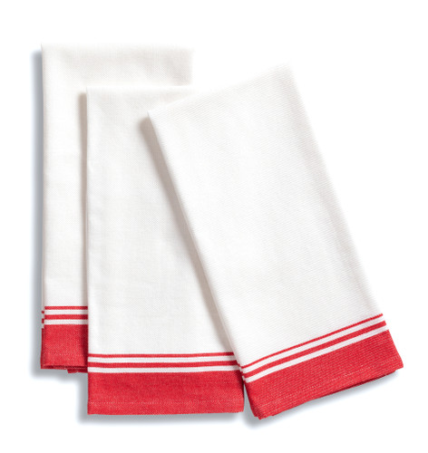 Large Kitchen Towels - Drill Weave Urban Red, Set of 3