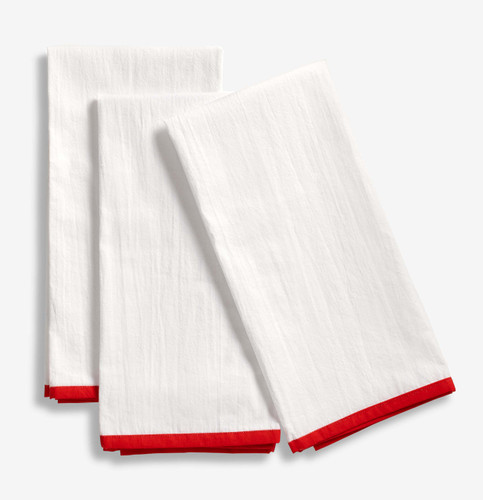 Baker's Flour Sack Kitchen Towels -  Retro Red, Set of 3