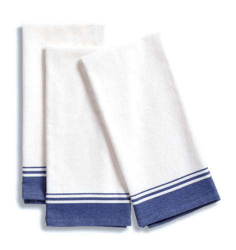 Large Kitchen Towels - Drill Weave Blue, Set of 3
