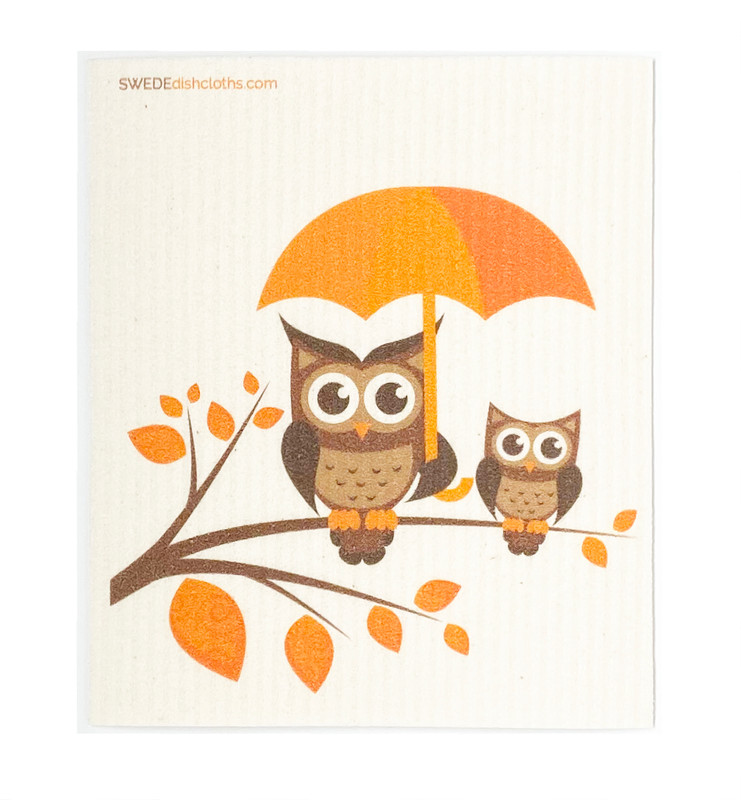 Swedish Dishcloth Owls with Umbrella, Set of 3