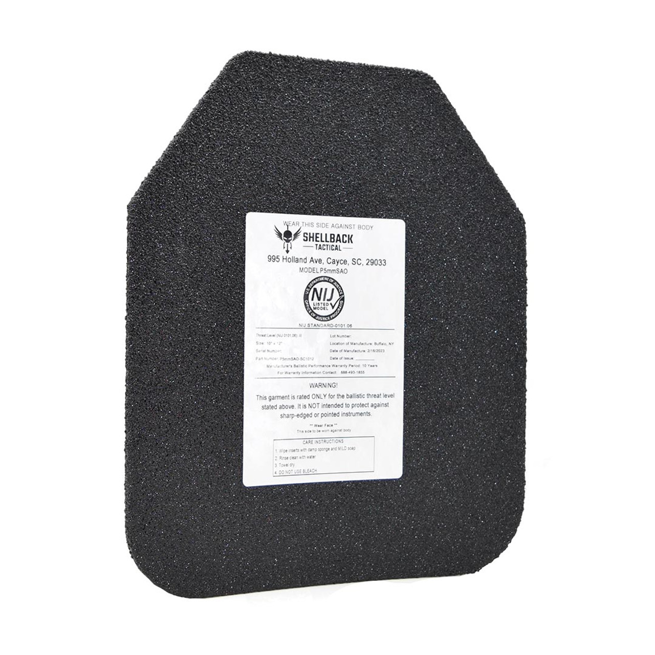 Shellback Tactical Prevail Series Level III Steel Armor Plate Model P5MMSAO