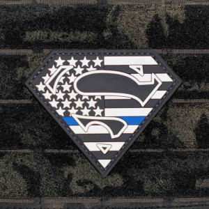 Shellback Tactical Superman Shield PVC Patch Thin Blue Line Velcro