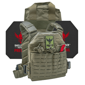 Shellback Tactical Defender 2.0 Level IV Body Armor Kit with Model 4S17 Ceramic Plates  Ranger Green 