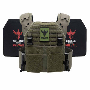 Shellback Tactical Banshee 4 LT Lightweight Level III Armor Kit with Model LON-III-P Plates Ranger Green